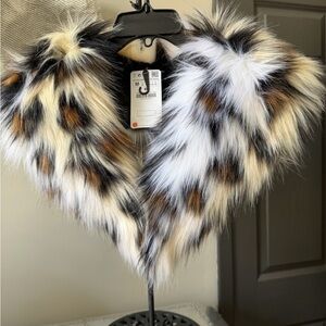Zara Faux Fur Animal Print Scarf